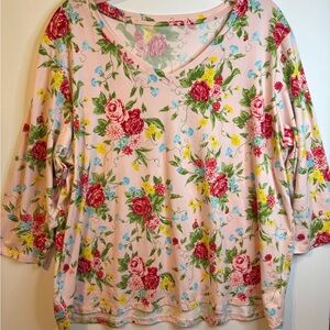 Floral Women's Top - Pink and Red